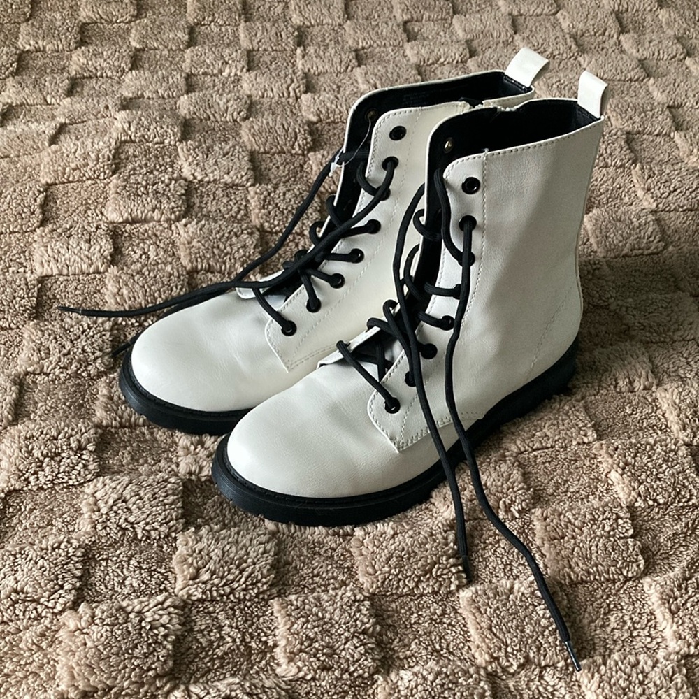White Combat Boots